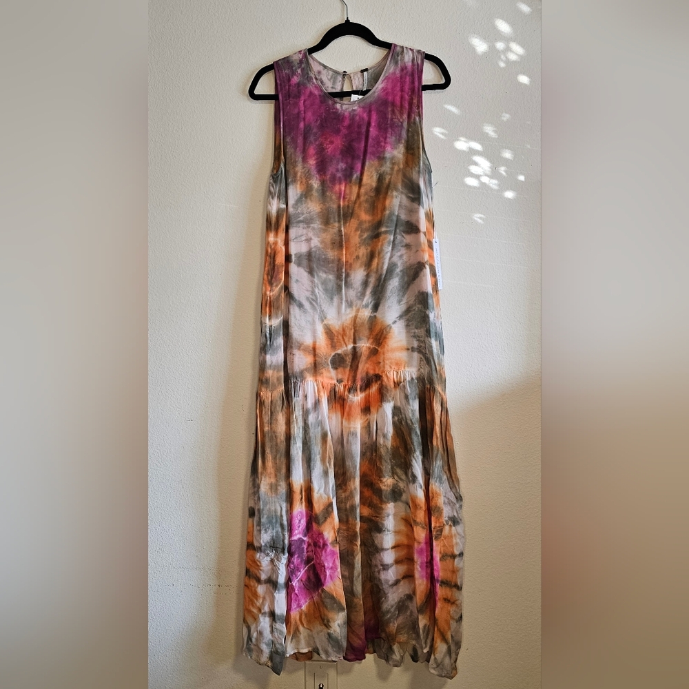 YFB Orange Pink Tie Dye Tiered Lg. Dress-S-NWT